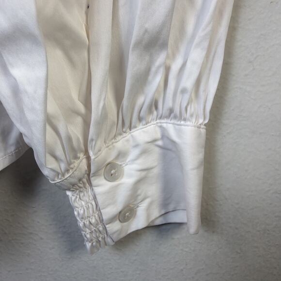 Chico's 3 XL Embroidered Poplin Split neck Shirt bohemian blue cottagecore - Picture 7 of 12